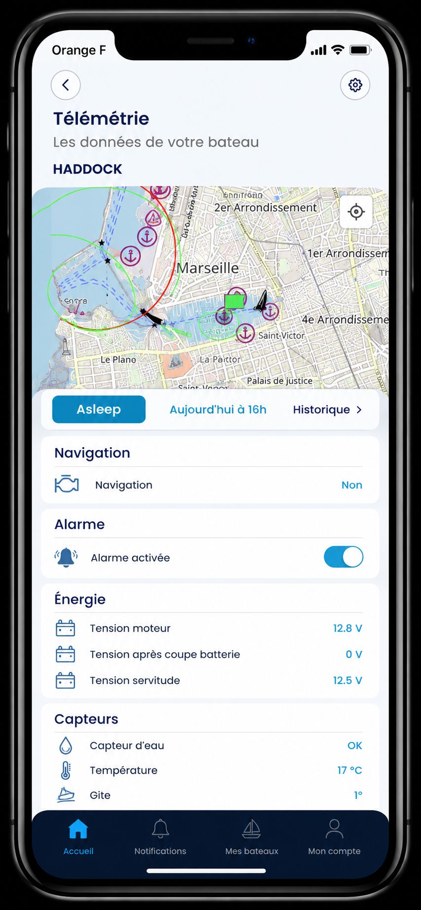 Télémétrie bateau