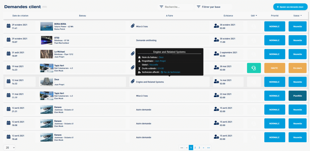 Gestion des demandes client